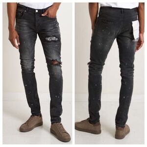 Purple Brand Black Bandana Patch Distressed P001 Jeans